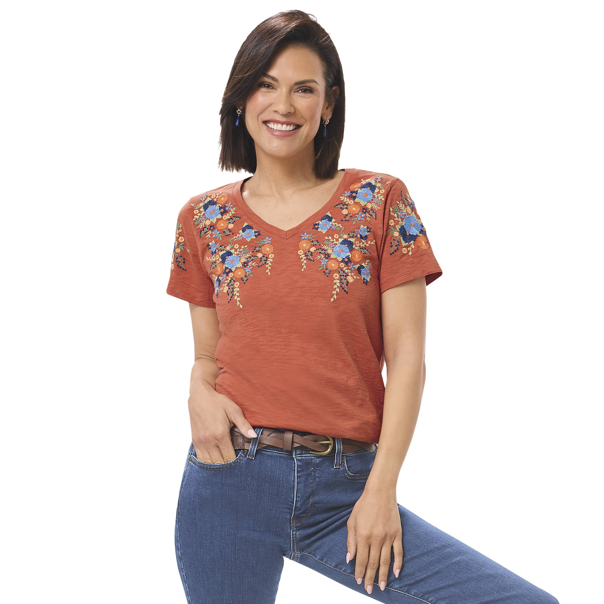 Embroidered Short-Sleeve Top - Northstyle Catalog