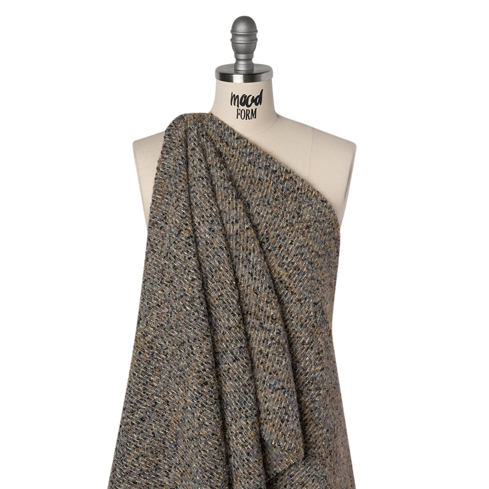 Fuzzy Polyester and Wool Blend Woven Metallic Tweed - Tan, Gray and Gold - Joann Fabrics