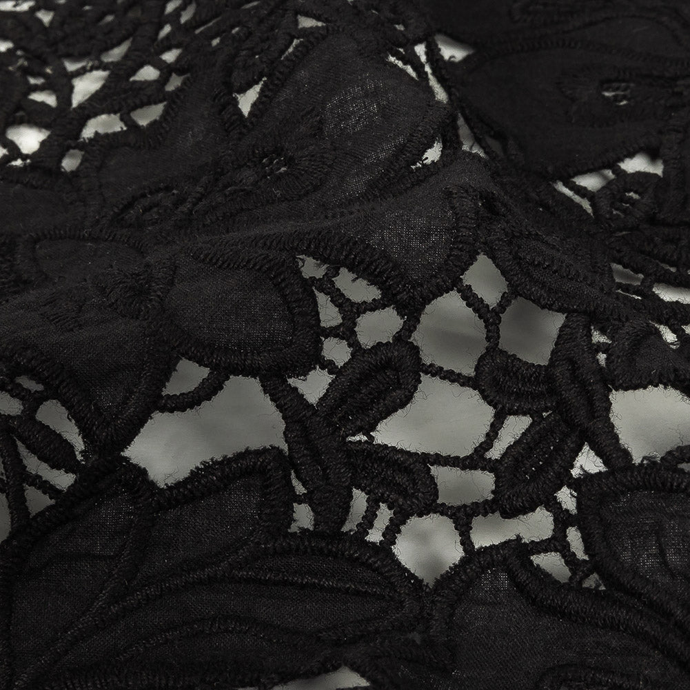 Famous Australian Designer Black Floral Guipure Lace with Scalloped Edges - Joann Fabrics