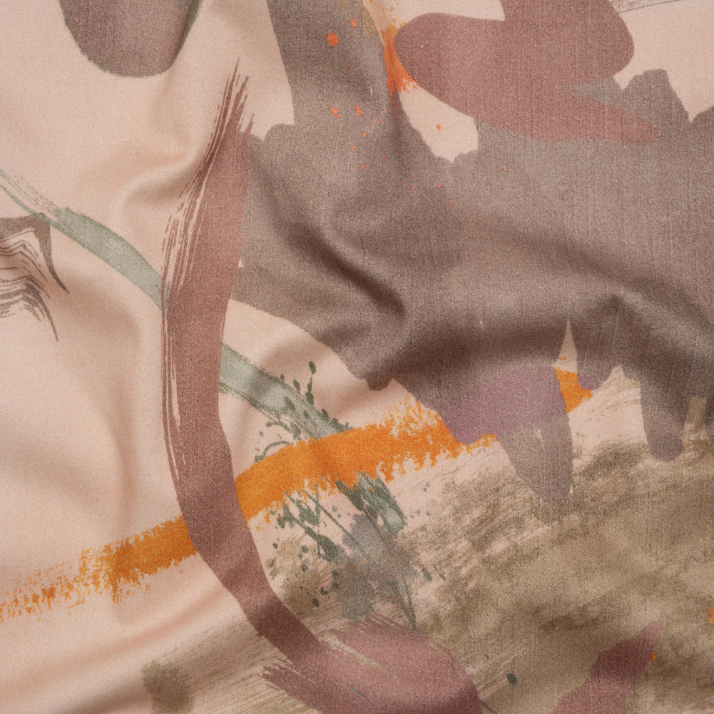 Brushed Cotton Woven - Pink, Taupe and Rose Painterly Abstract - Mood Exclusive Rosewash Strokes Print - Joann Fabrics