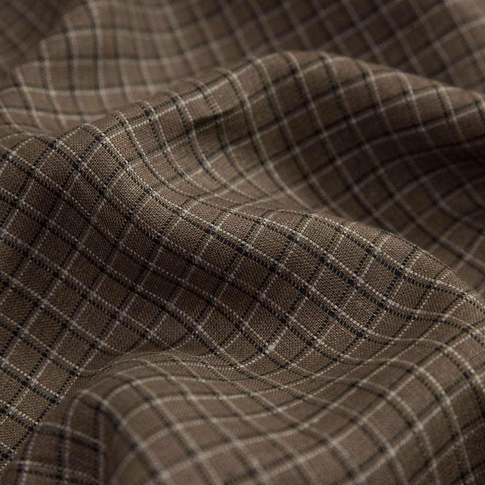 Brown, Beige and Black Checkered Linen Woven - Joann Fabrics