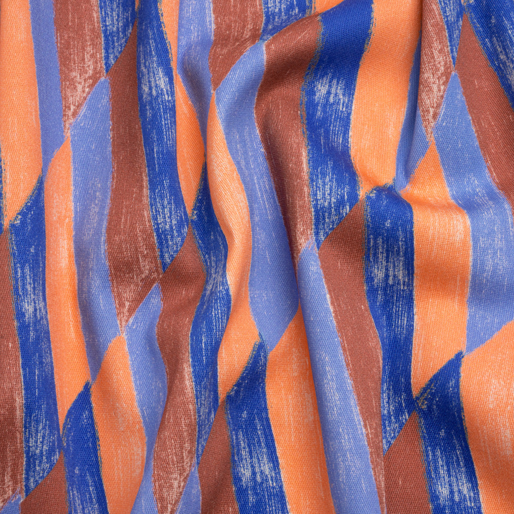 Stretch Cotton Twill Print - Blue and Orange Geometric - Mood Exclusive Checkerboard Chalk - Joann Fabrics