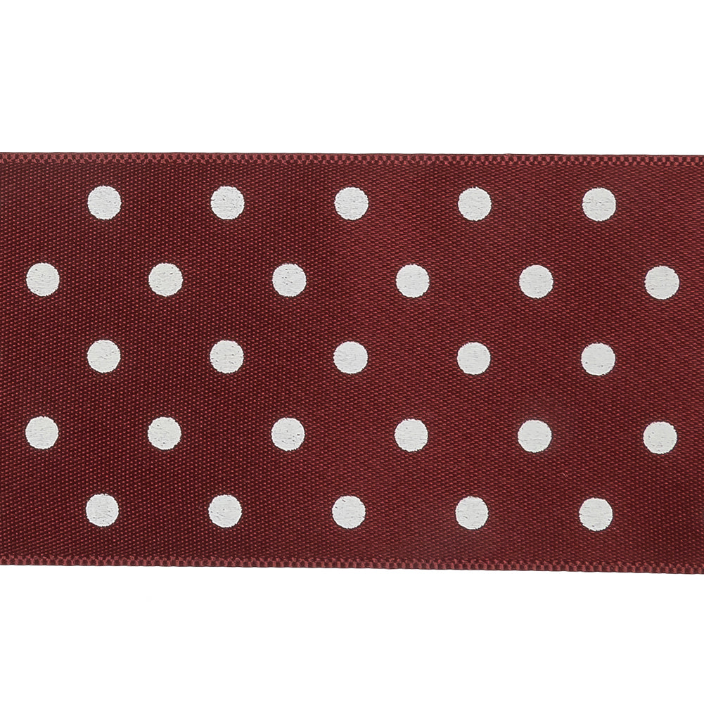 Wine Red and White Polka Dot Satin Ribbon - 1.5