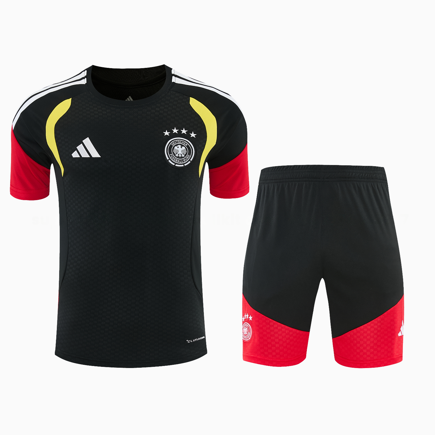 Germany 2026 Short-Sleeve Training Set - Black With Red Top & Black With Red Pants - UnitedFutballJersey