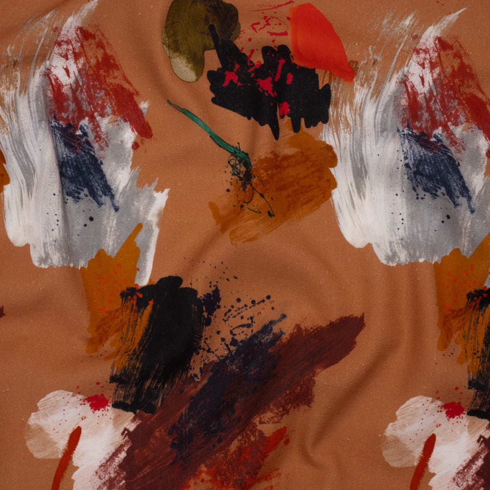 Linen and Rayon Woven - Burnt Orange and Black Abstract Brushstrokes - Mood Exclusive Pigment Playground Print - Joann Fabrics