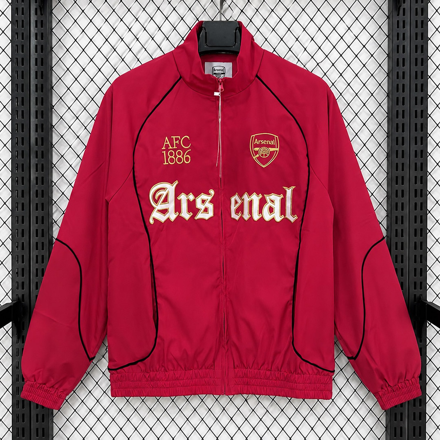 Arsenal 26-27 Graphic Mock-Neck Retro Style Red Windbreaker Jacket - UnitedFutballJersey