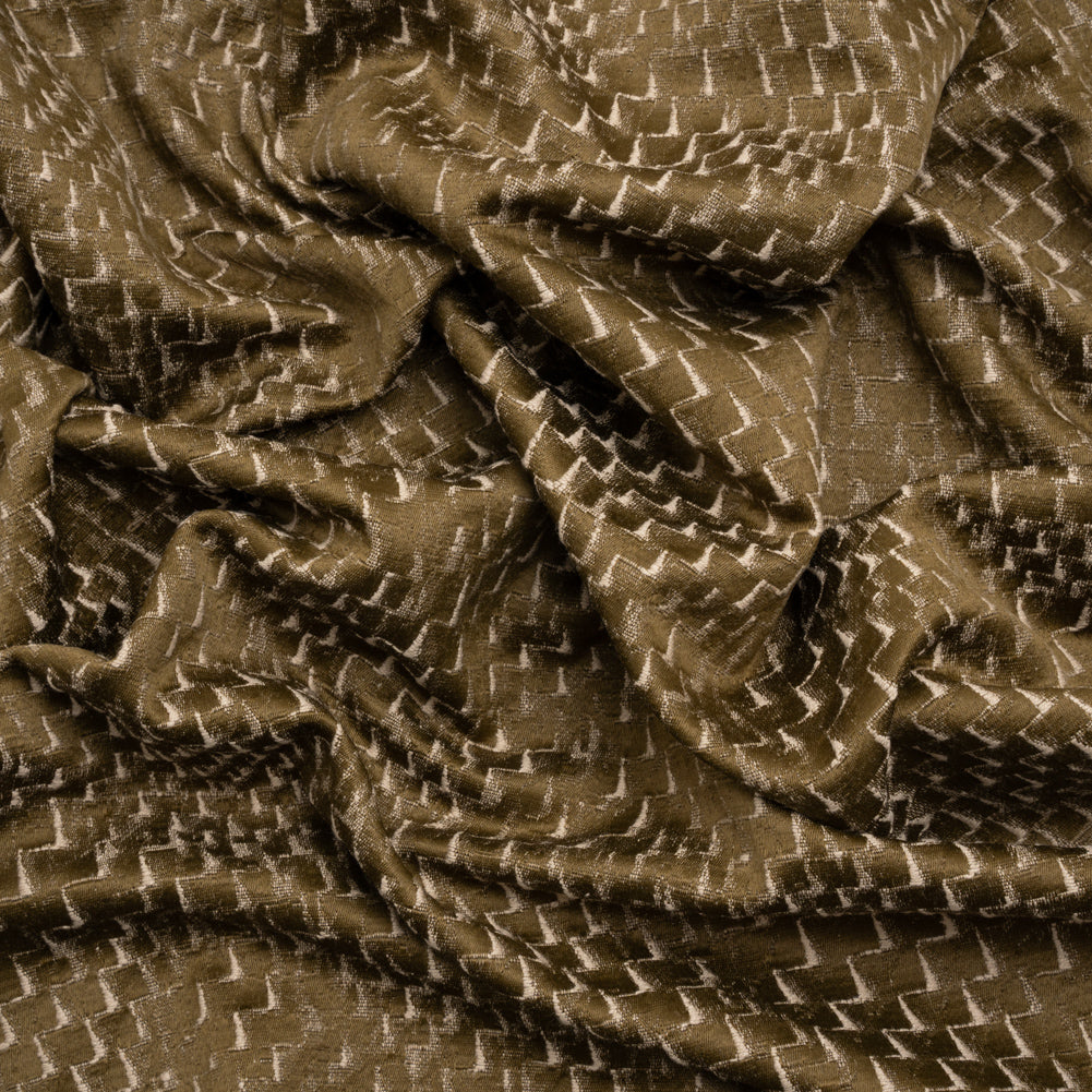 Stairstep Zig Zags Recycled Polyester and Cotton Drapery Jacquard - Brass - British Imported - Joann Fabrics