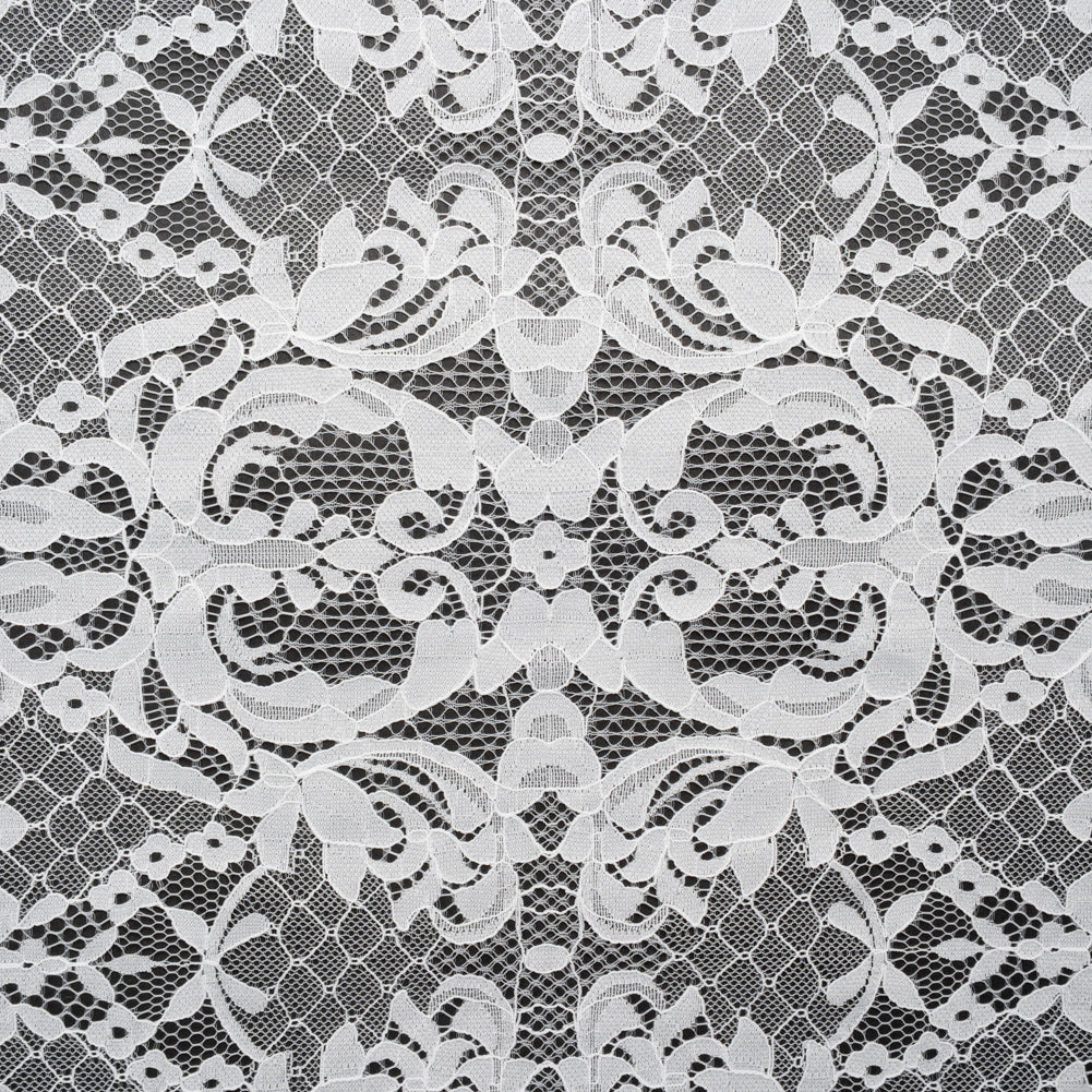Nylon Re-Embroidered Lace - White Floral Damask with Scalloped Borders - Joann Fabrics