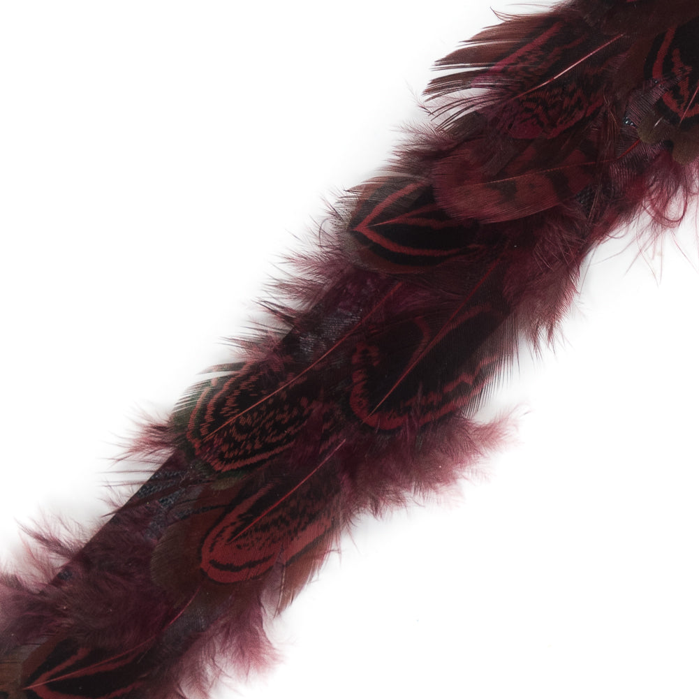 Red and Black Pheasant Feather Trim - 1
