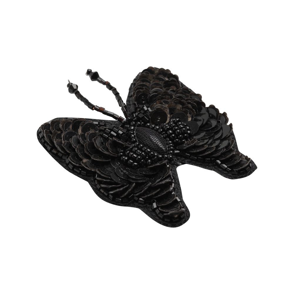 Black Butterfly Beaded and Sequined Applique - 2.125