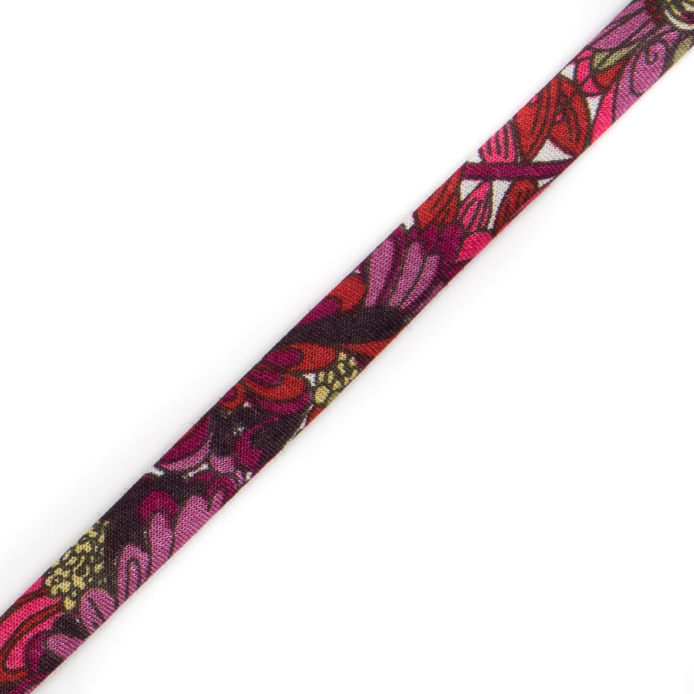 Italian Red and Purple Floral Cotton Tubing - 0.25