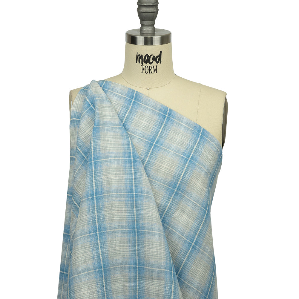 Sky and Pale Gray Plaid Lightweight Linen Woven - Joann Fabrics