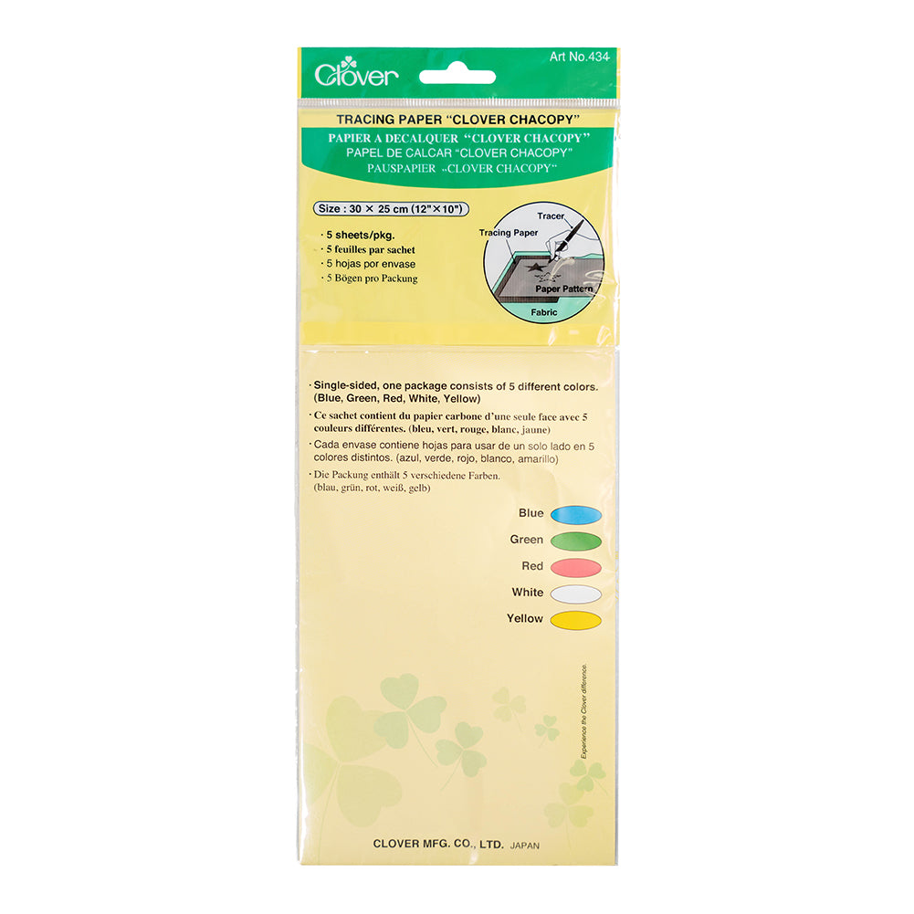 Clover Chacopy Tracing Paper - Multi Color Pack - 5 Sheets, 12