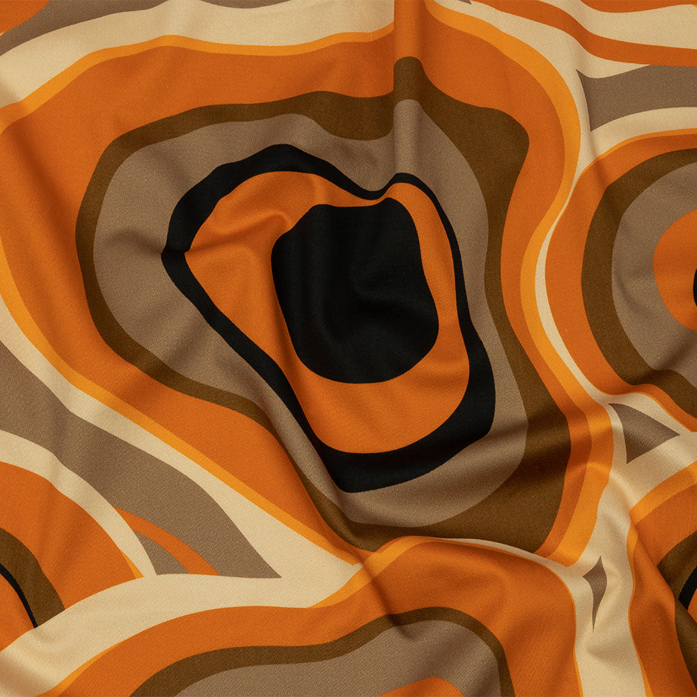 Stretch Cotton Sateen - Brown and Orange Abstract - Lava Flows Print - Mood Exclusive Groove Collection - Joann Fabrics