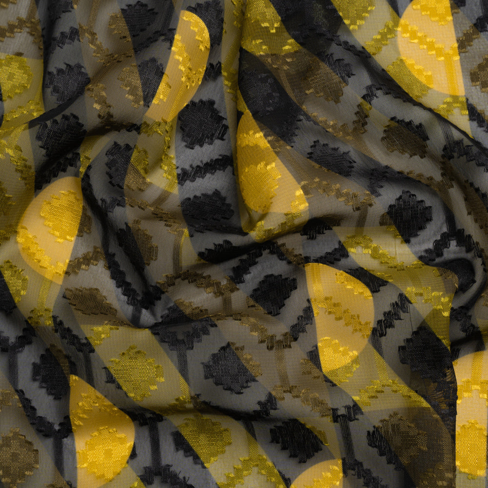 Geometric Burnout Polyester Woven Print - Olive Half Circles and Stripes - Mood Exclusive Sunrise Kingdom - Joann Fabrics