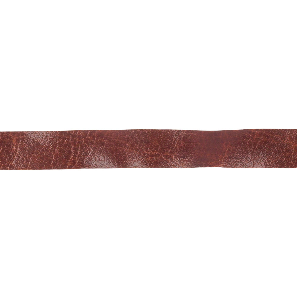 Brown Textured Faux Leather Tape Trim with Knit Back - 0.375