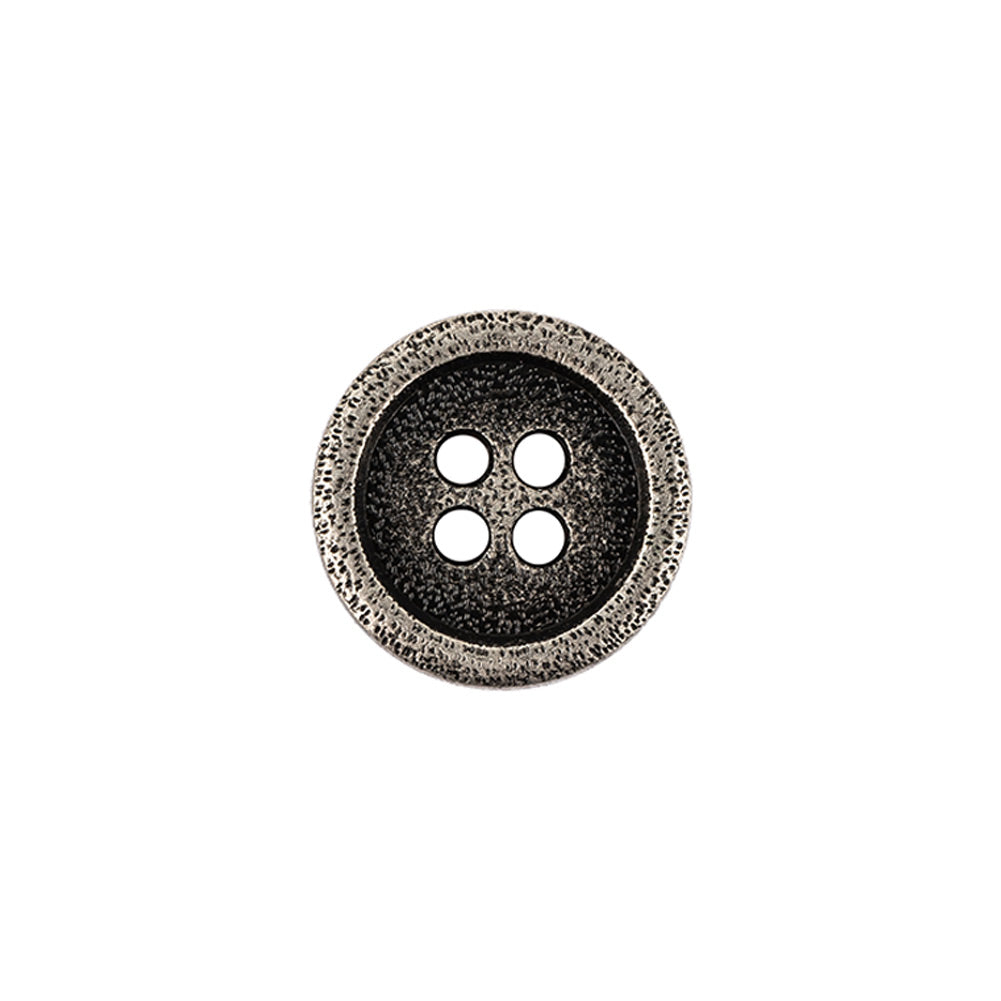 Italian Carbon Silver Shallow Plate 4-Hole Metal Look Coat Button - 24L/15mm - Joann Fabrics