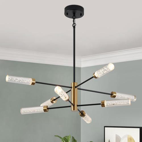 SGLfarmty LED Sputnik Chandelier, 8-Light Modern Pendant Light,Mid ...