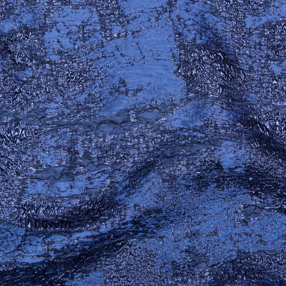 Metallic Blue Morpho and Navy Peony Abstract Luxury Brocade - Joann Fabrics