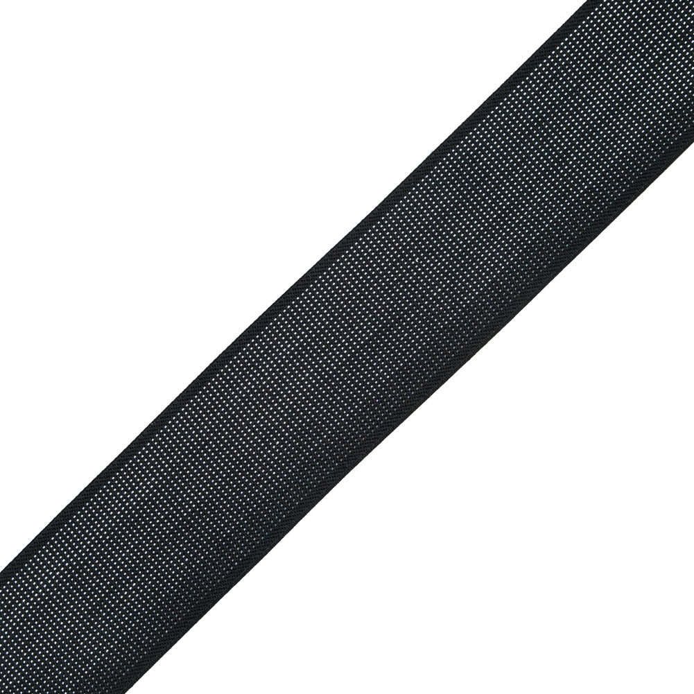 Italian Metallic Silver and Black Elastic - 1.75