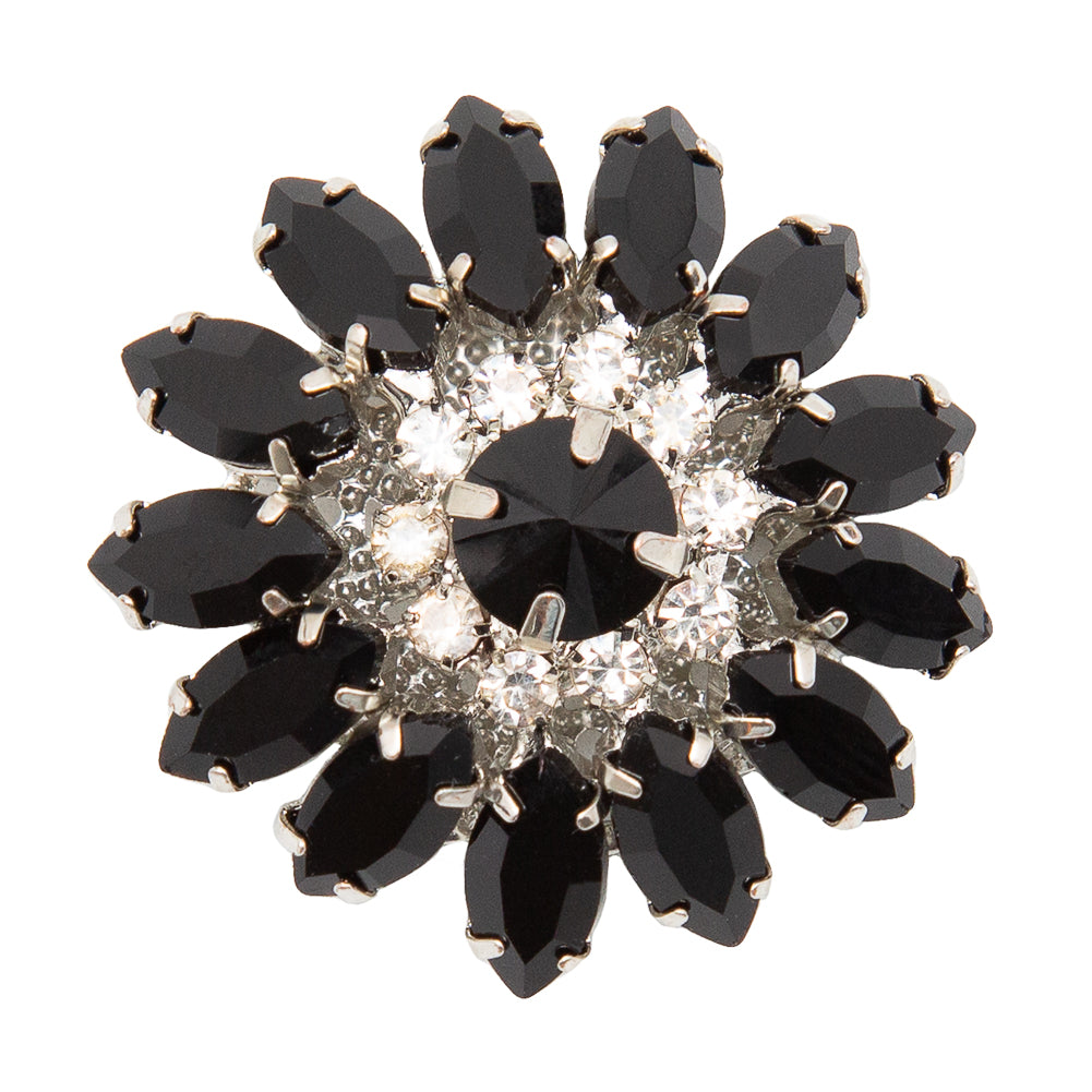 Italian Black and Crystal Floral Rhinestone Button - 50L/32mm - Joann Fabrics