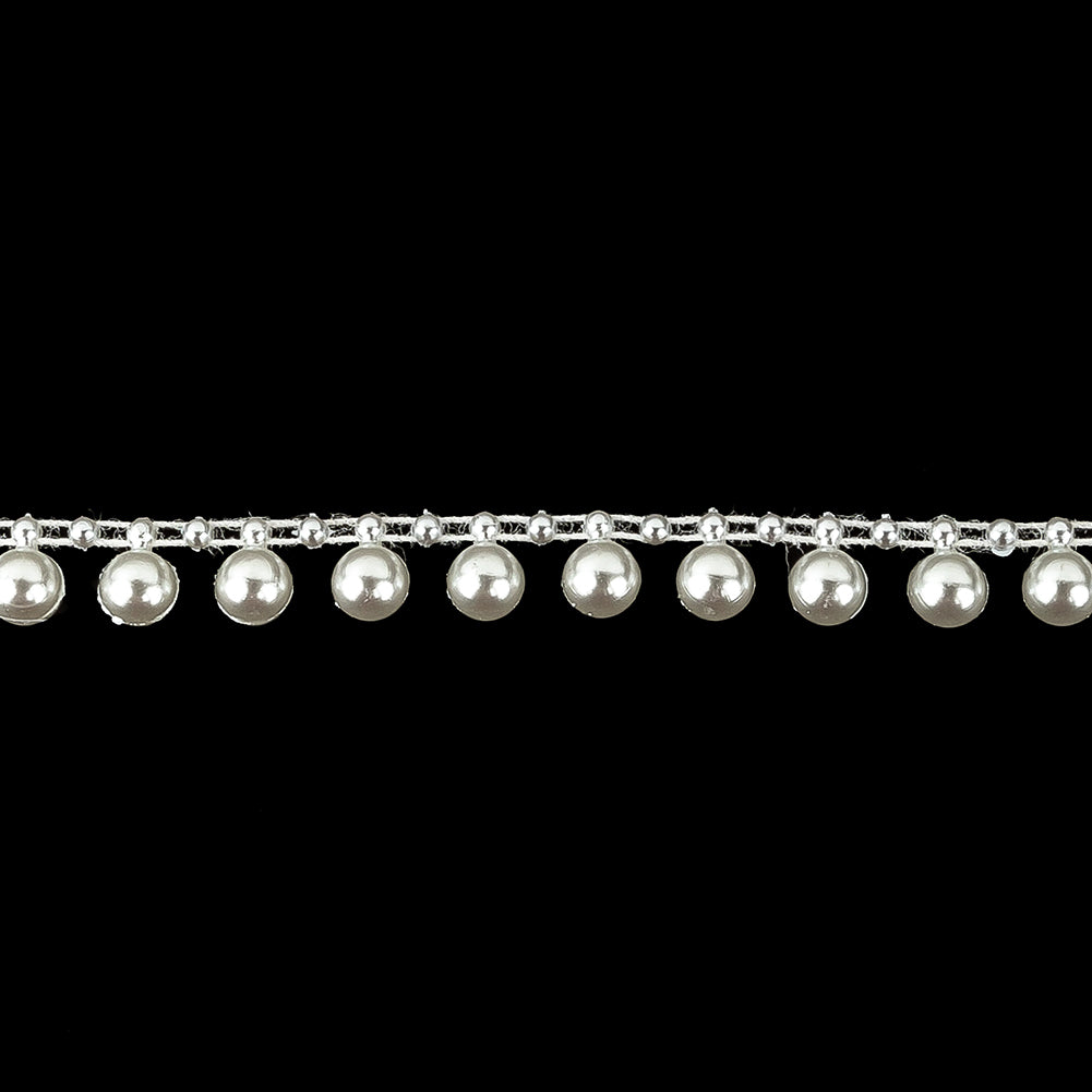 Vintage Antique White Pearl Beaded Fringe Trimming - 0.375