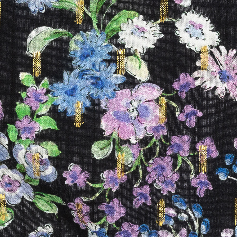 Cotton Voile Print with Metallic Dots - Black Floral - Mood Exclusive Celestial Serendipity - Joann Fabrics