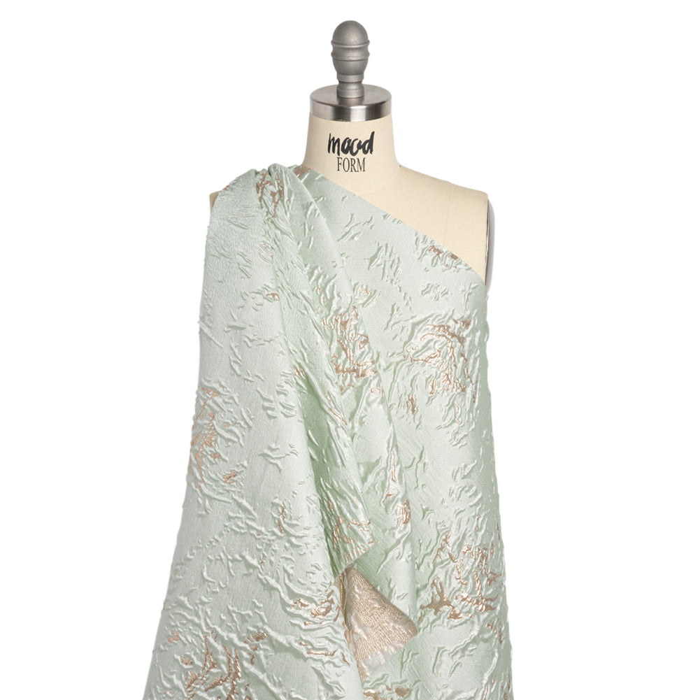 Metallic Gold and Mint Crackled Abstract Luxury Brocade - Joann Fabrics