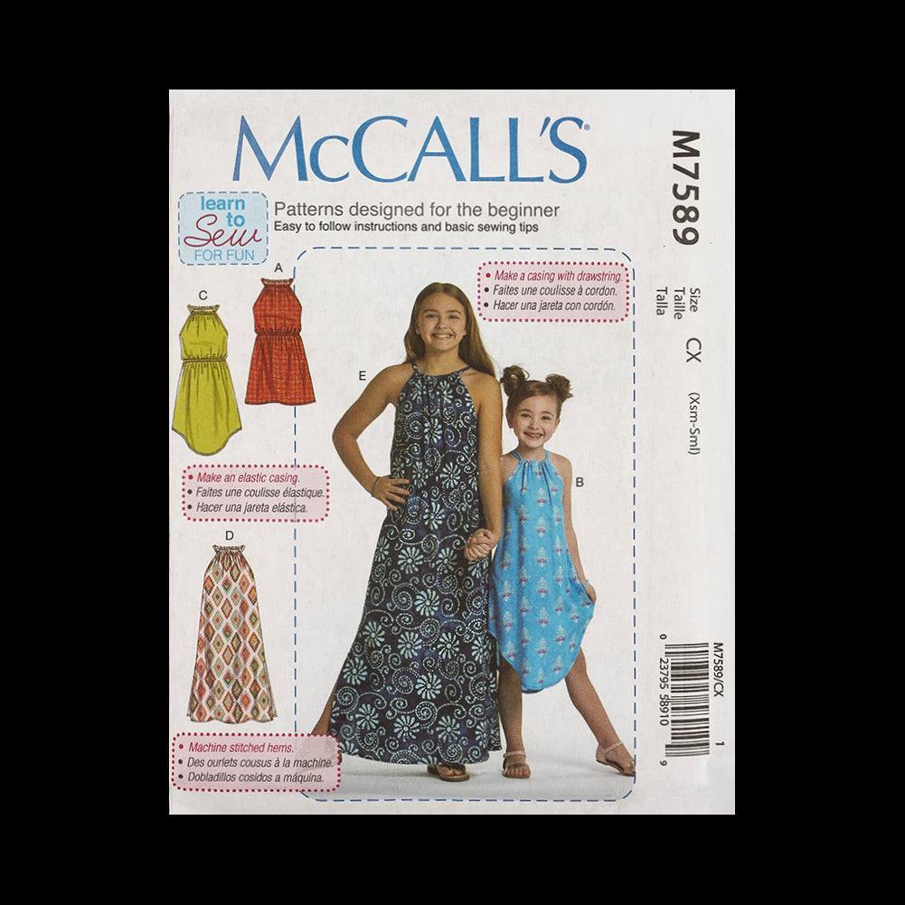 McCall's Girls' Dress Pattern M7598 Size CX (XSM-SML) - Joann Fabrics