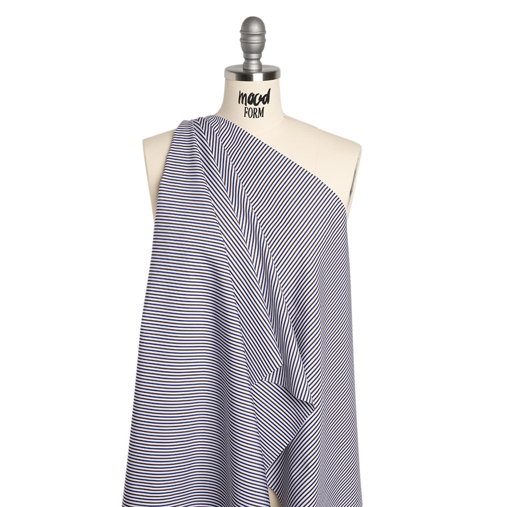 Cotton Shirting - Blue, Brown and White Stripes - Designer Deadstock - Joann Fabrics