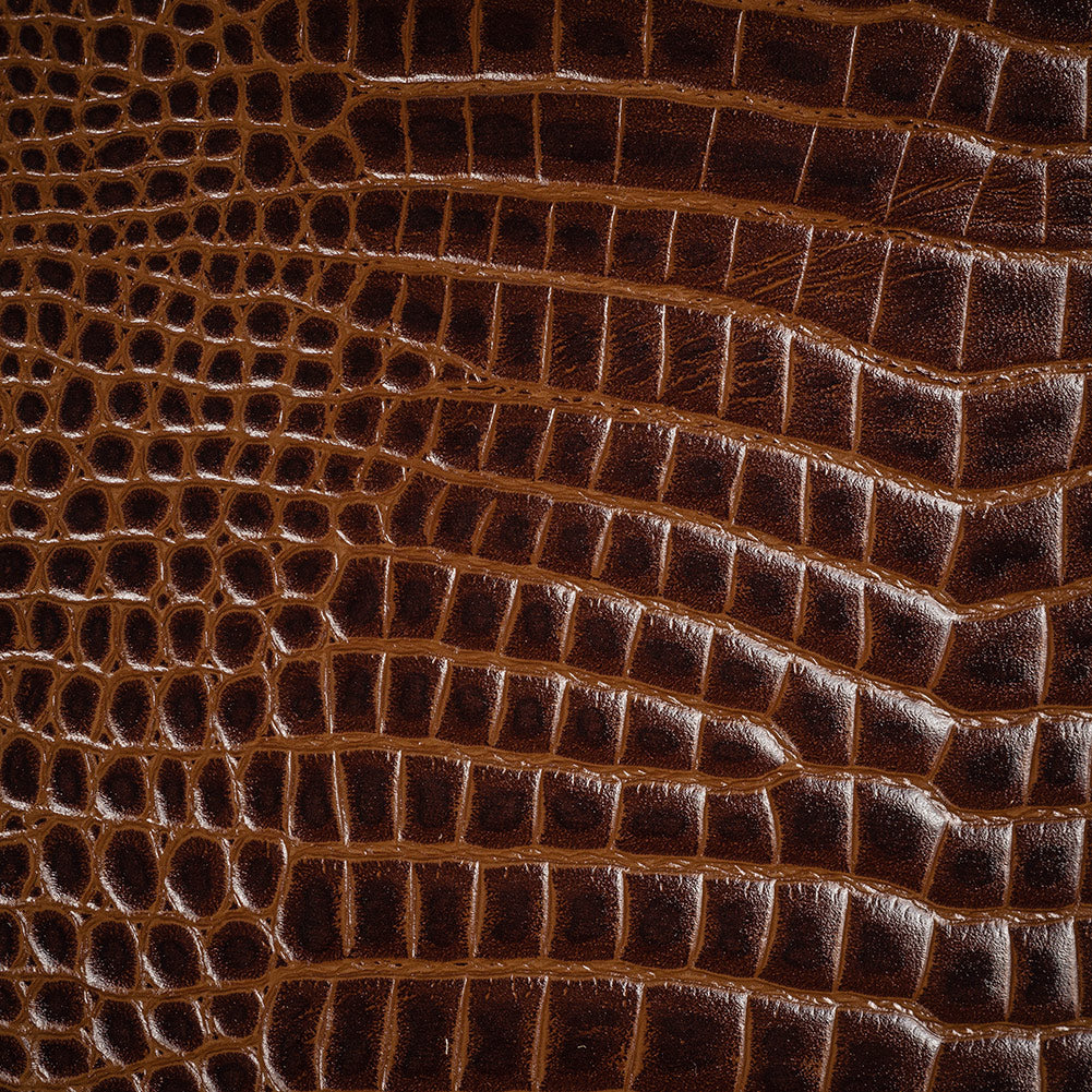 Lorraine Italian Chocolate Semi-Aniline Alligator Embossed Top Grain Cow Leather Hide - Joann Fabrics