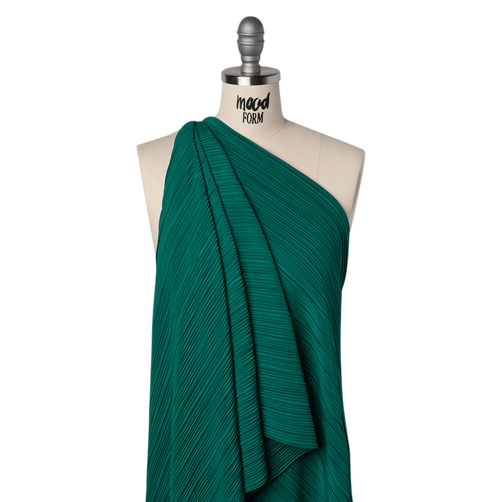 Fine Pleated Polyester Interlock Knit - Teal - Designer Deadstock - Joann Fabrics