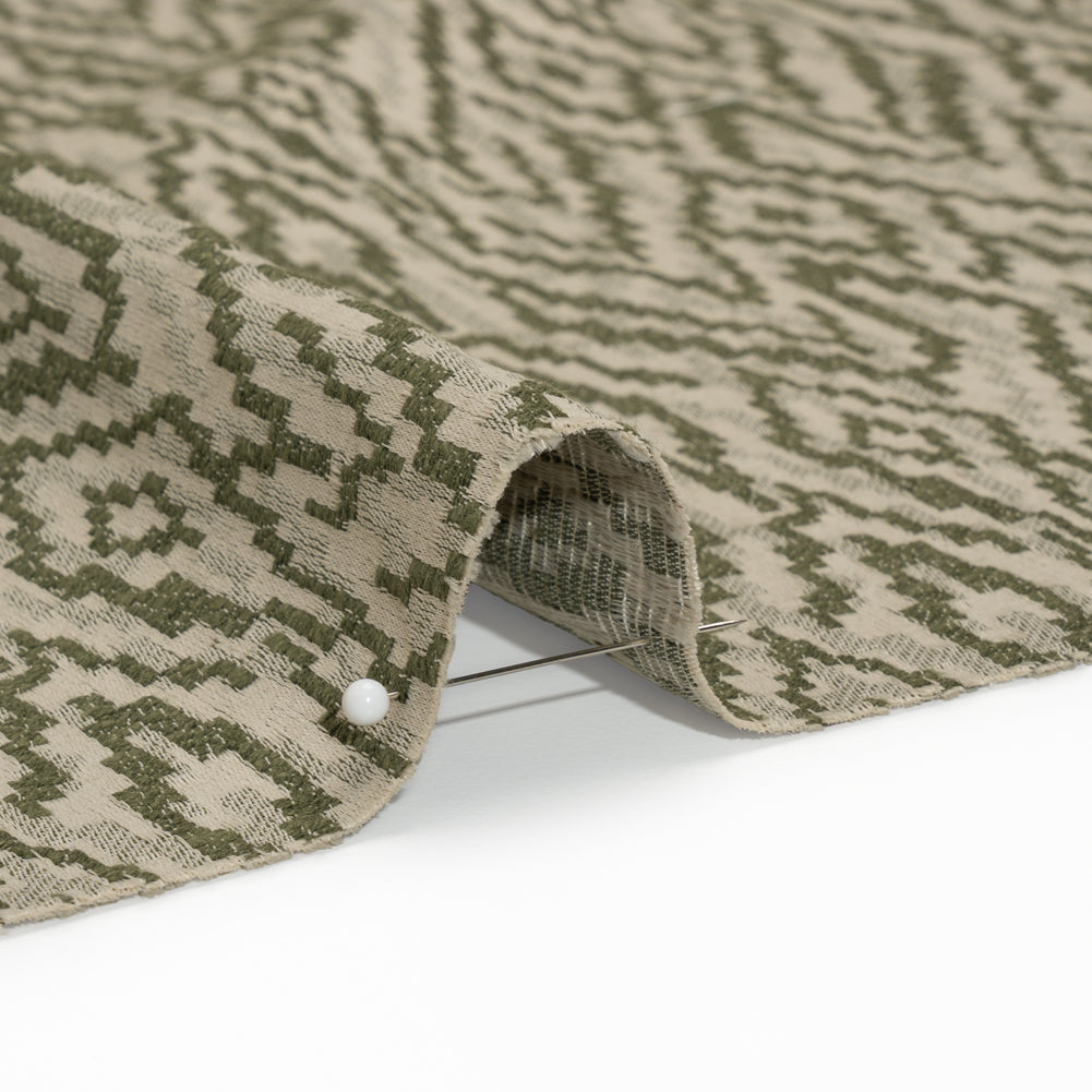Geometric Recycled Polyester and Cotton Drapery Jacquard - Spruce - British Imported - Joann Fabrics