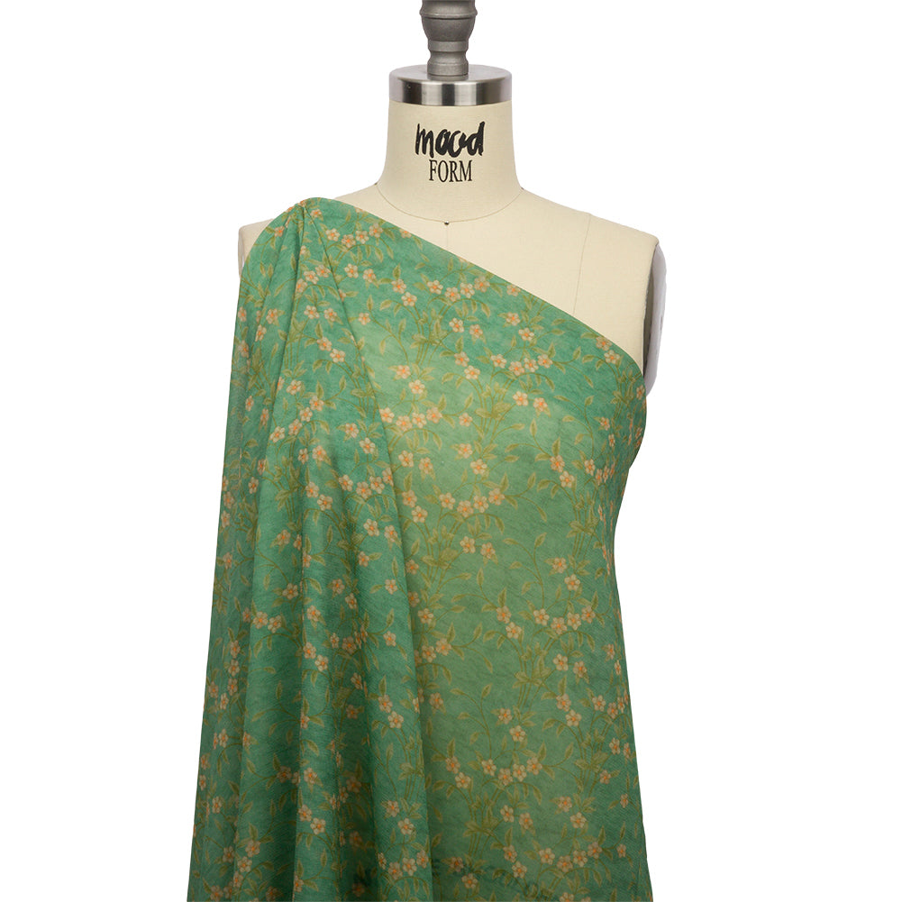 Viscose Georgette - Green and Cream Floral - Flora's Crown Print - Mood Exclusive Secret Garden Collection - Joann Fabrics