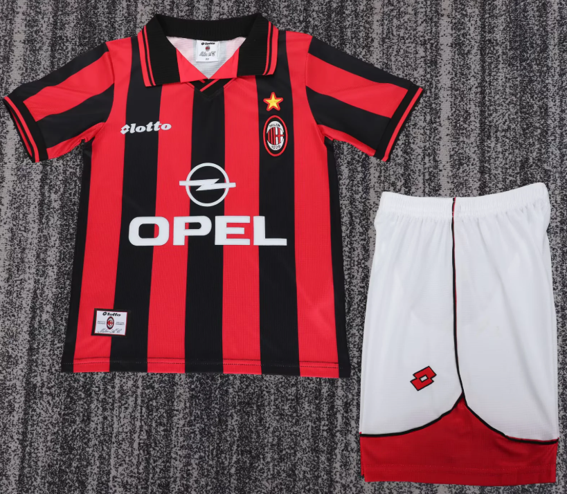 1997/1998 Retro AC Milan Home Football Shirt 1:1 Thai Quality Kids Size