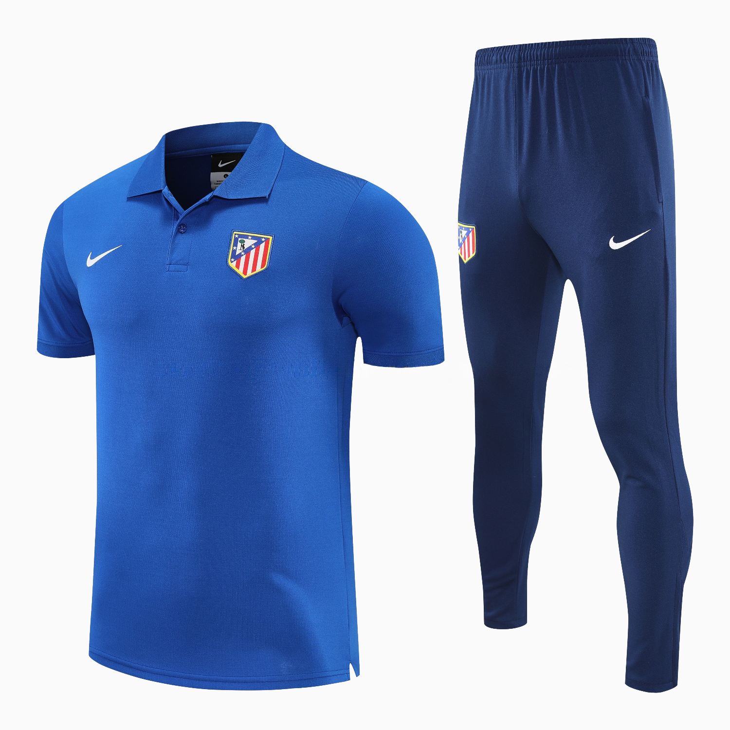 Atletico Madrid 25-26 POLO Short-Sleeve Training Set - Ocean Blue Top & Deep Blue Pants - UnitedFutballJersey
