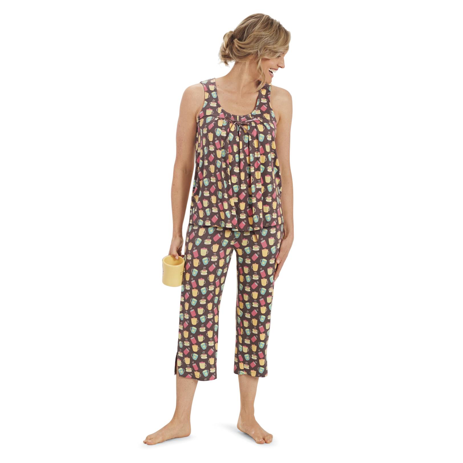 Soft Escape® Pajama Set, Soft Silky Knit, Scoop Neck, Capri Pants - Northstyle Catalog