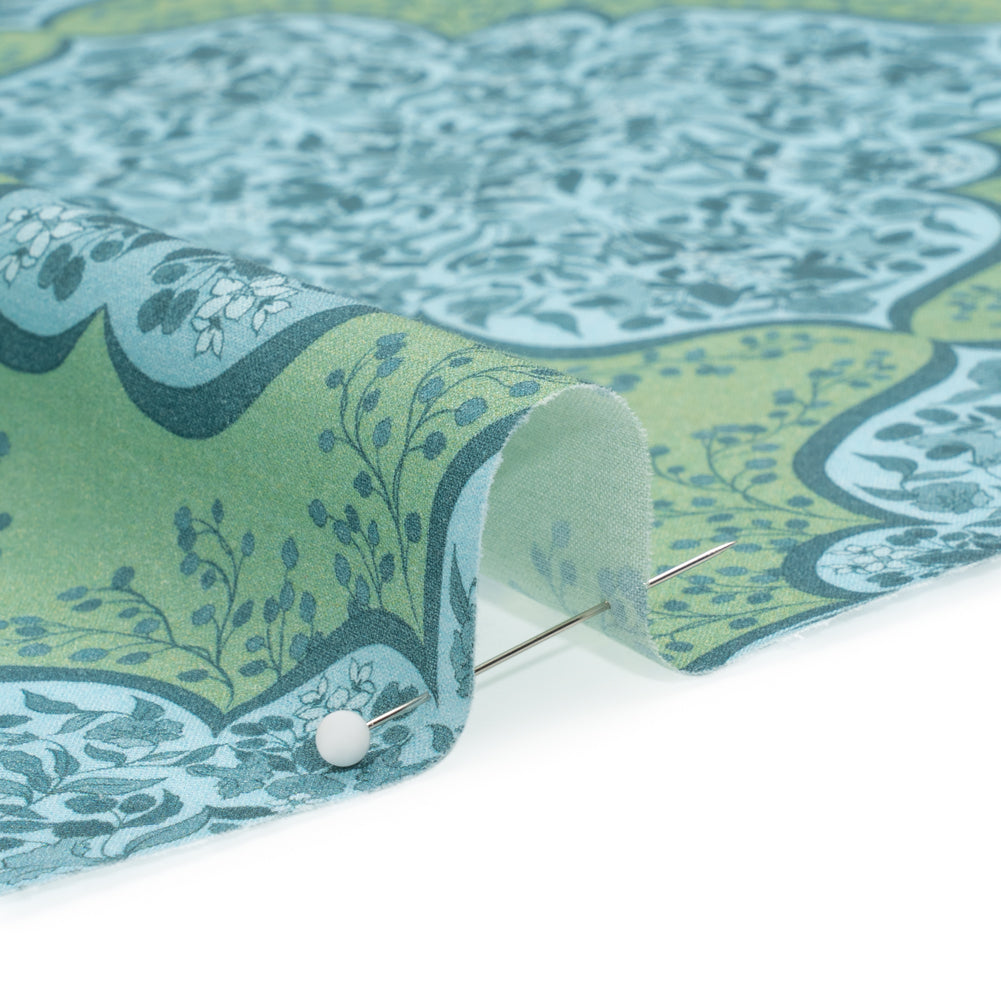 Cotton Voile Print - Green and Blue Floral Tiles - Mood Exclusive Rosalind and Celia - Joann Fabrics