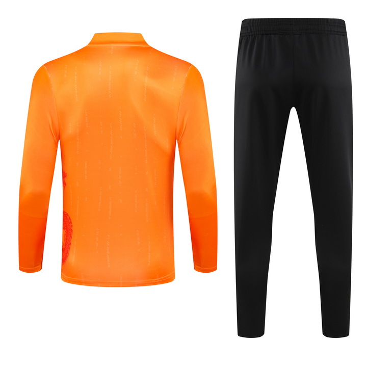 2024/2025 Real Madrid Royal Orange Special Edition Half-Pull Training Suit Football Shirt 1:1 Thai Quality Set