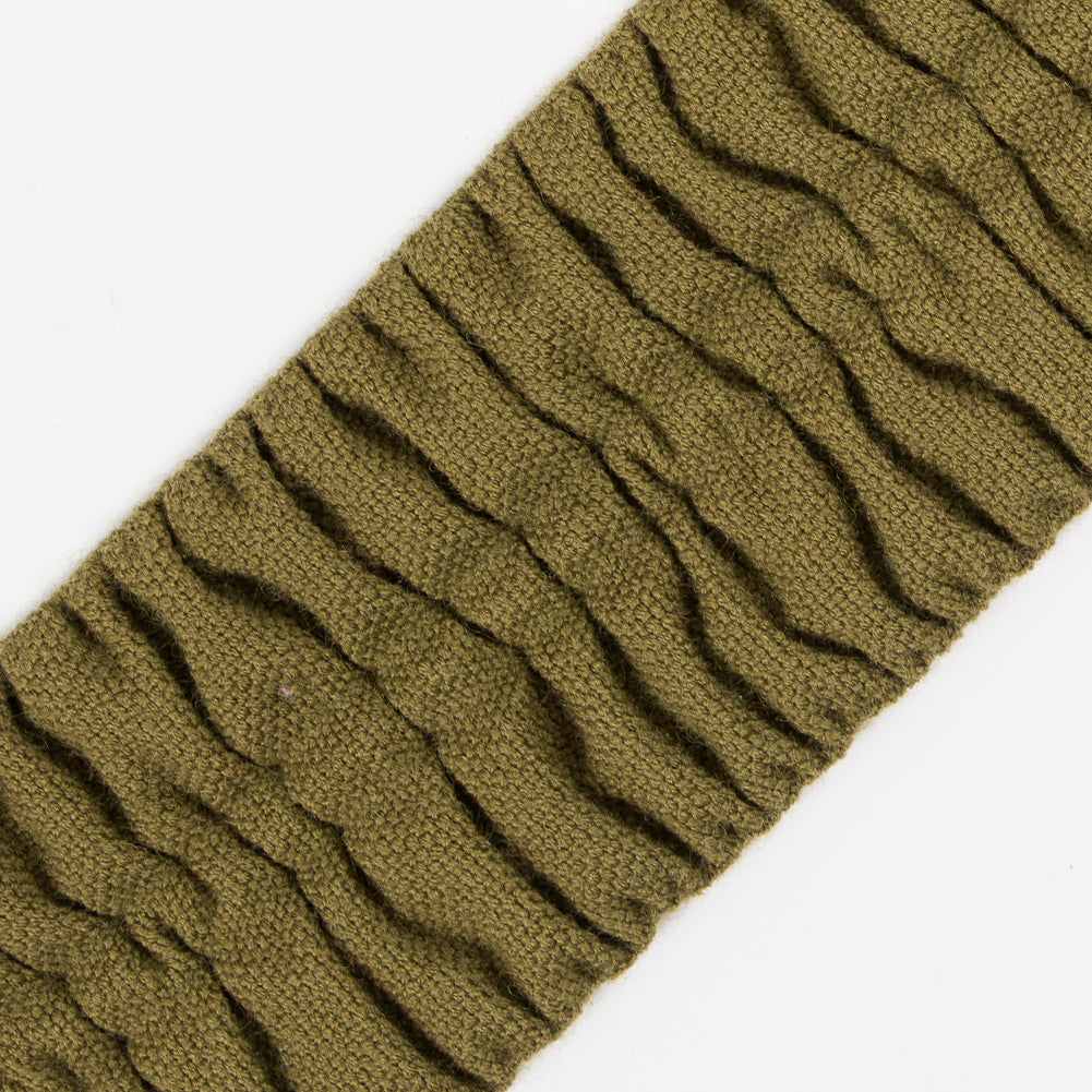 Italian Moss Green Ruched Stretch Wool Trimming - 2.375