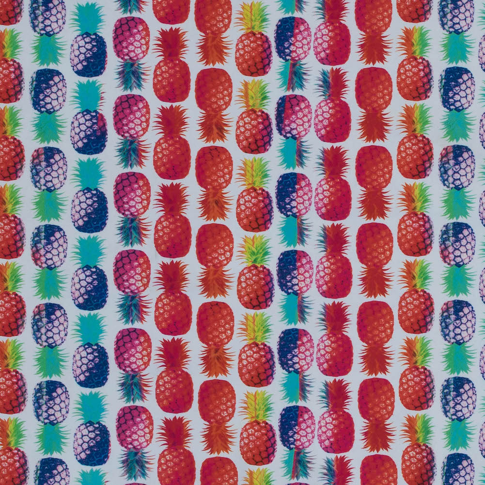 Compression Swimwear Tricot, UV Protective with Aloe Vera Microcapsules - Rainbow Pineapples - Caye Collection - Joann Fabrics