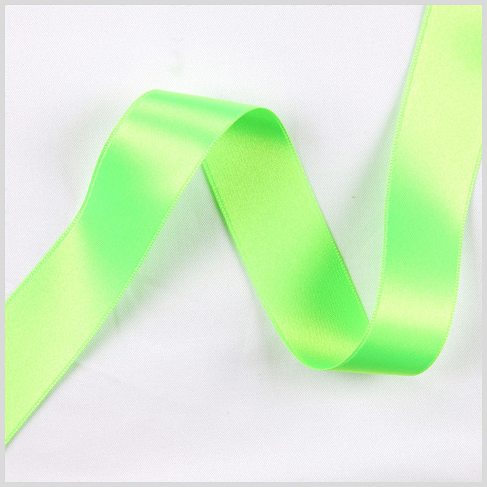 Neon Green Double Face French Satin Ribbon - 2.5