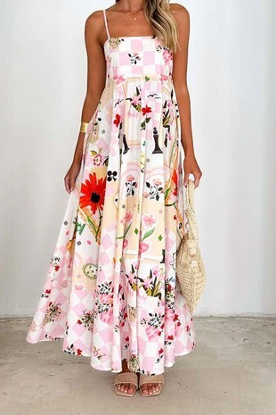 Kristina Pink Multi Print Dress