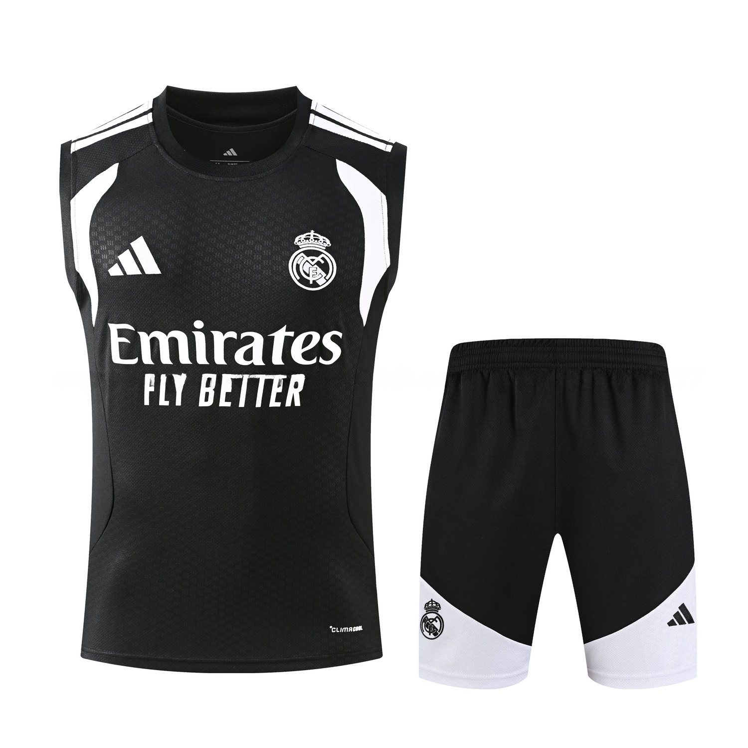 Real Madrid 26-27 Vest Training Set - Black Vest and Shorts - UnitedFutballJersey