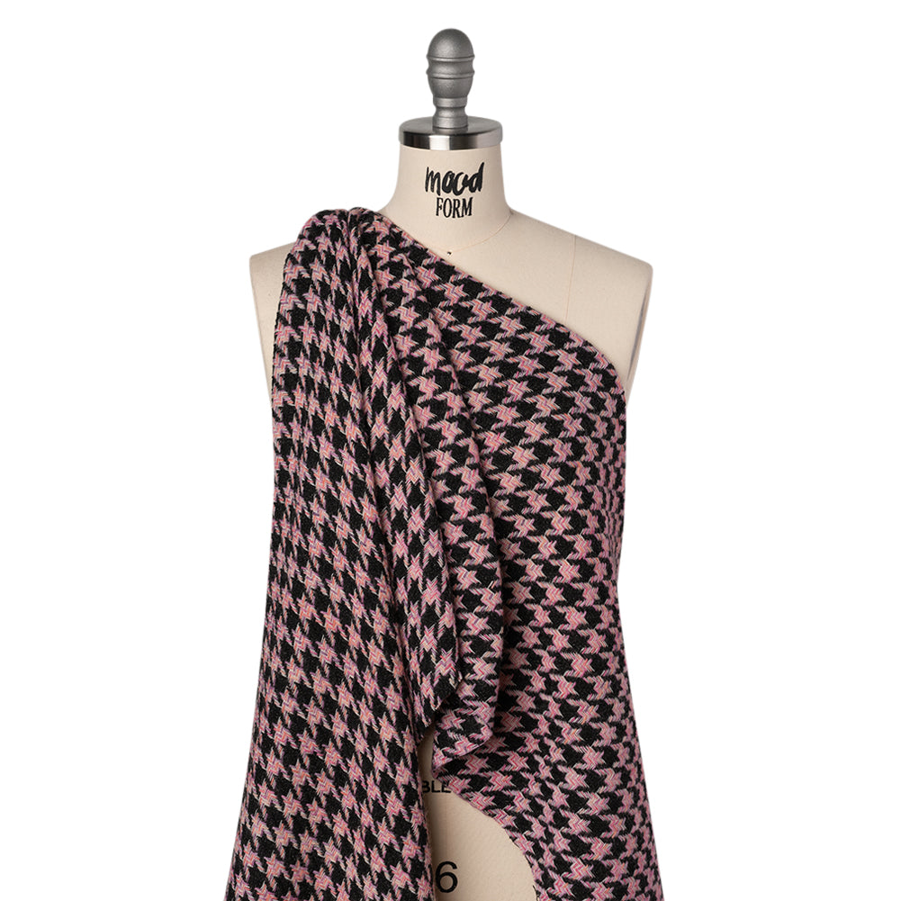 Wool Blend Tweed Twill Made in Italy - Brown, Pink and Creamsicle Houndstooth - Joann Fabrics