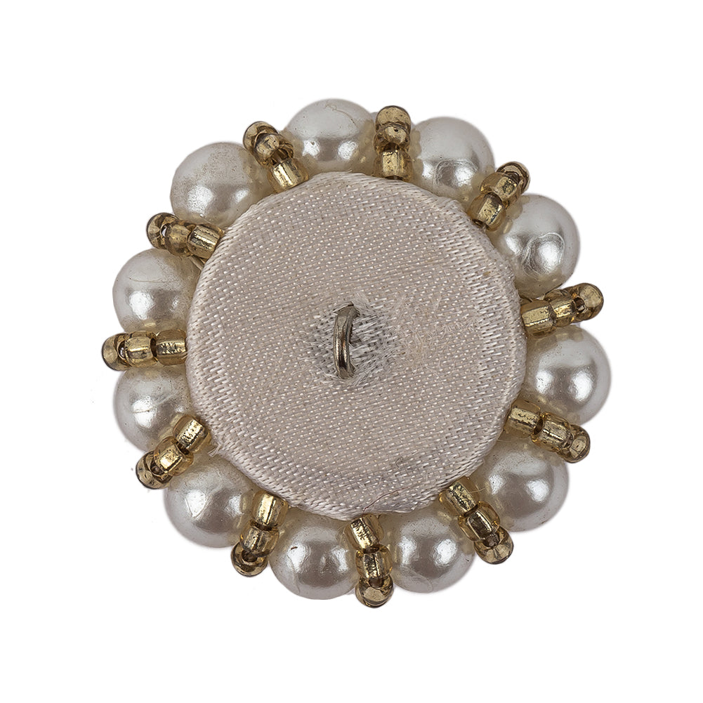 Vintage Pearl and Dull Gold-lined Beaded Button - 45L/29mm - Joann Fabrics