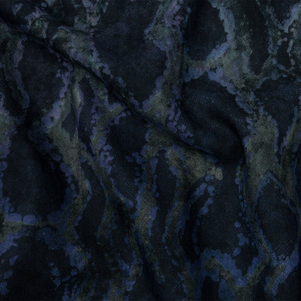 Linen and Rayon Woven Print - Dark Purple and Green Snake Abstract - Mood Exclusive Ophidian - Joann Fabrics