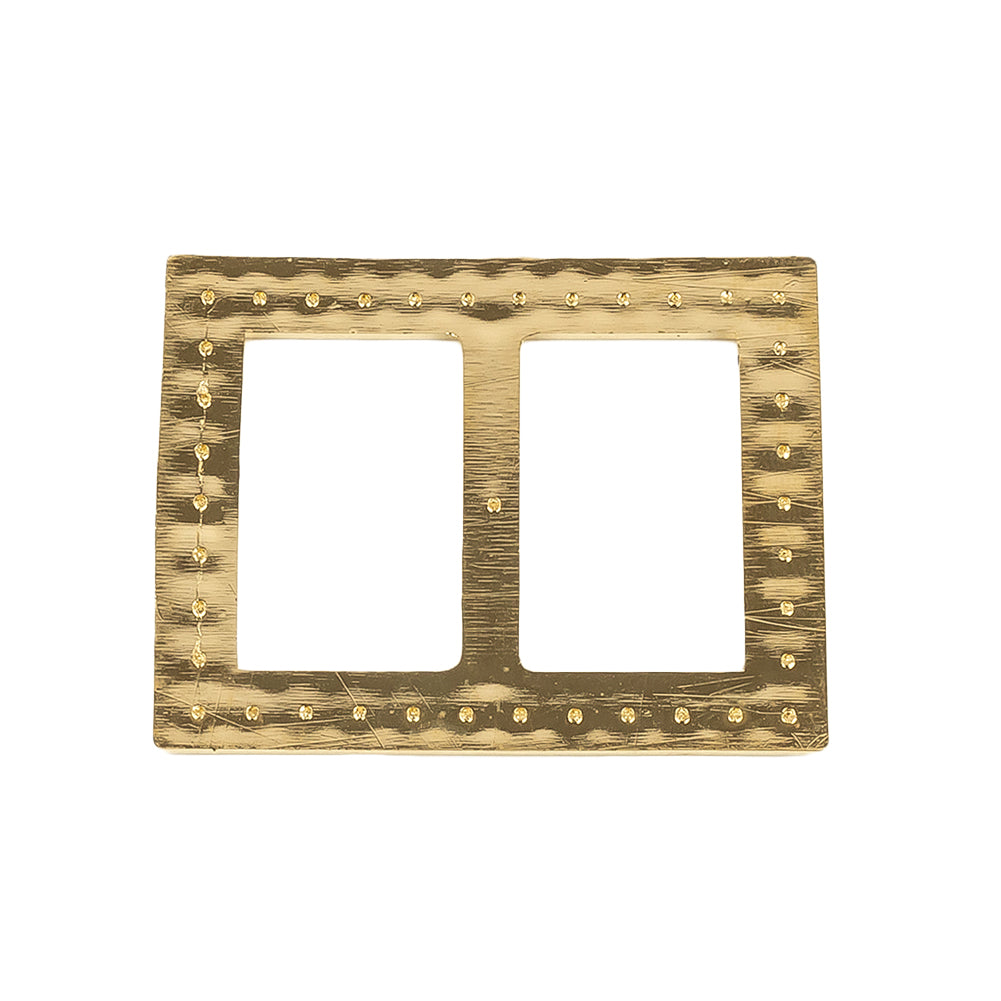 Vintage Crystal Rhinestones and Gold Rectangular Plastic Slider - 1.375