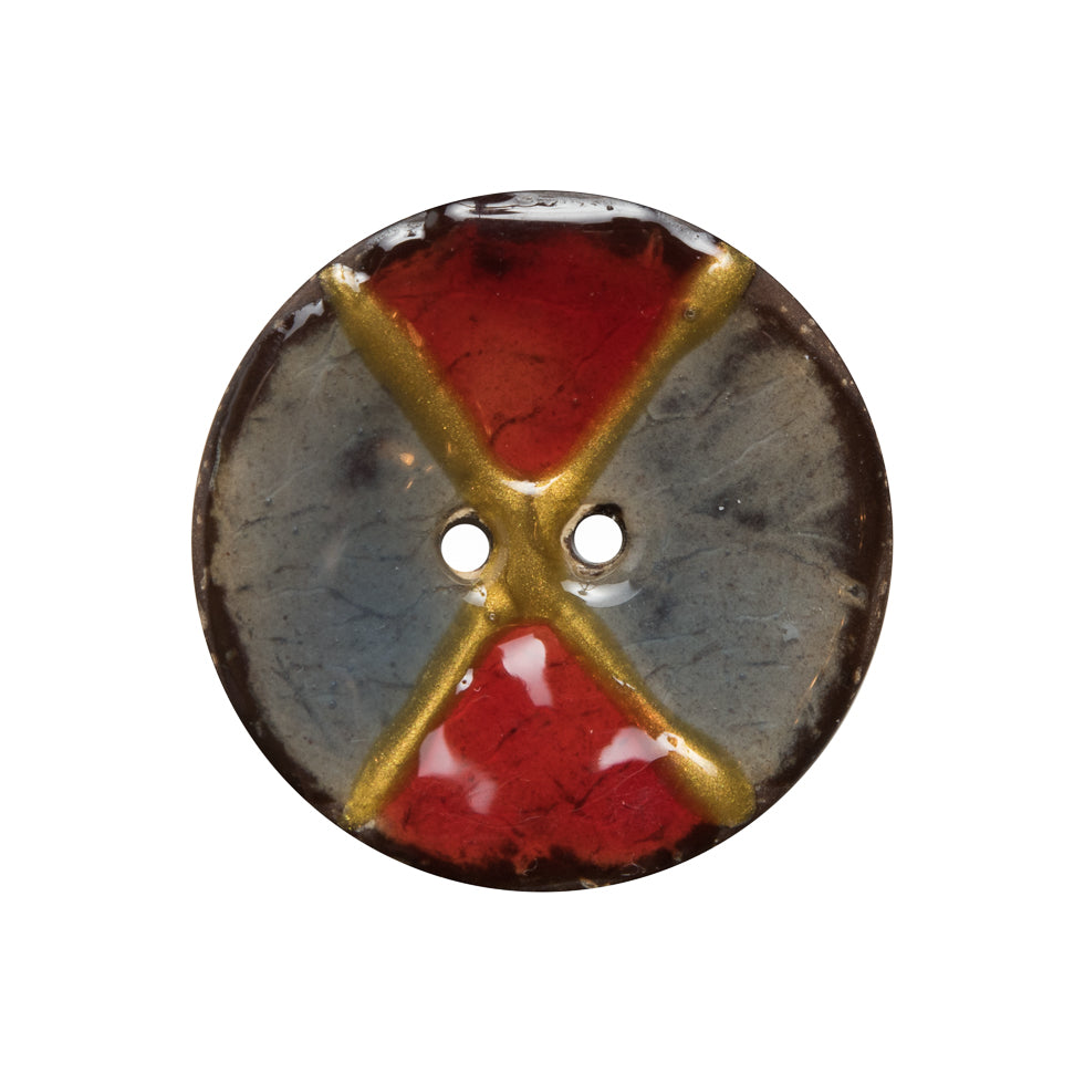 Italian Red and Gray Coconut Button - 40L/25.5mm - Joann Fabrics