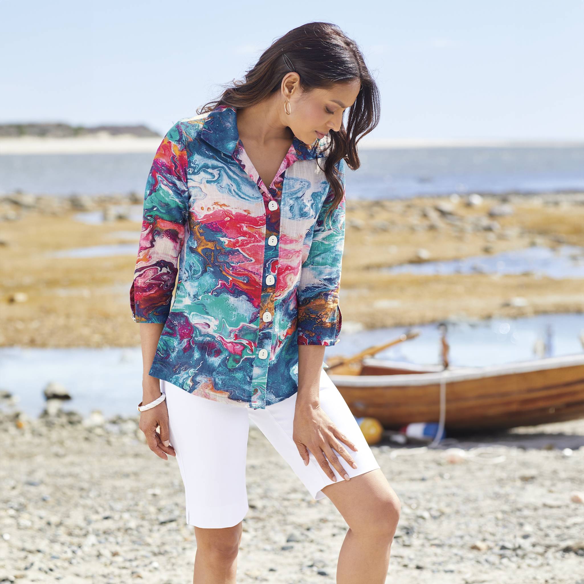 Soft Stretch Walking Short, Pull-On, Faux Pockets, Side Slits - Northstyle Catalog